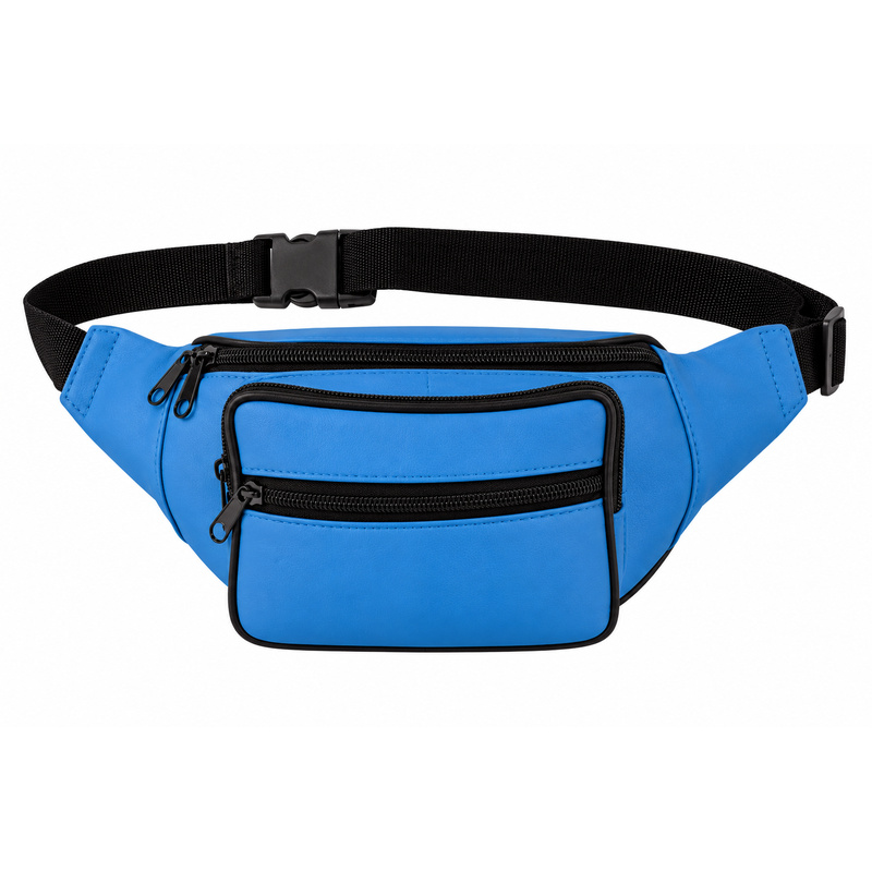 (image for) BB-03 Blue Leather Bumbag W/4 Zips (New)